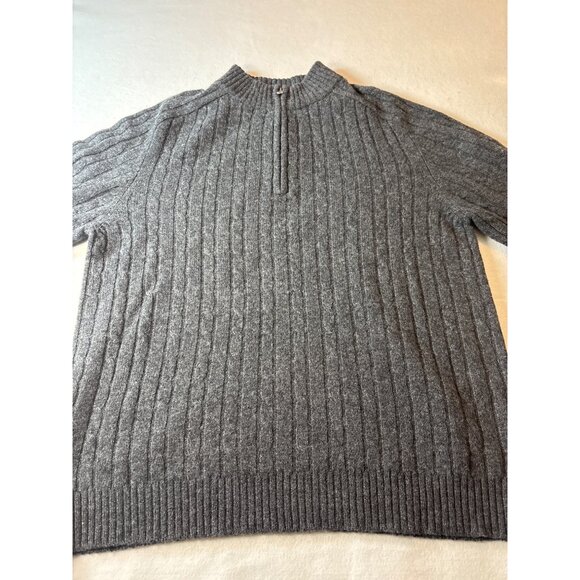 Davis & Squire L 100% Lambswool Mens Gray Cable Knit Pullover Sweater - Picture 2 of 14